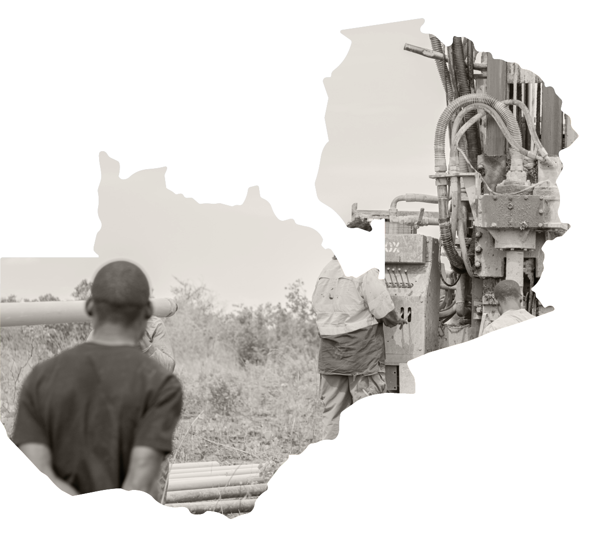 Drilling machine and worker on site in Zambia